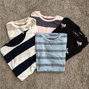 Old Navy Kids' Striped Long Sleeve Tees - Blue, Black, Pink, Tan